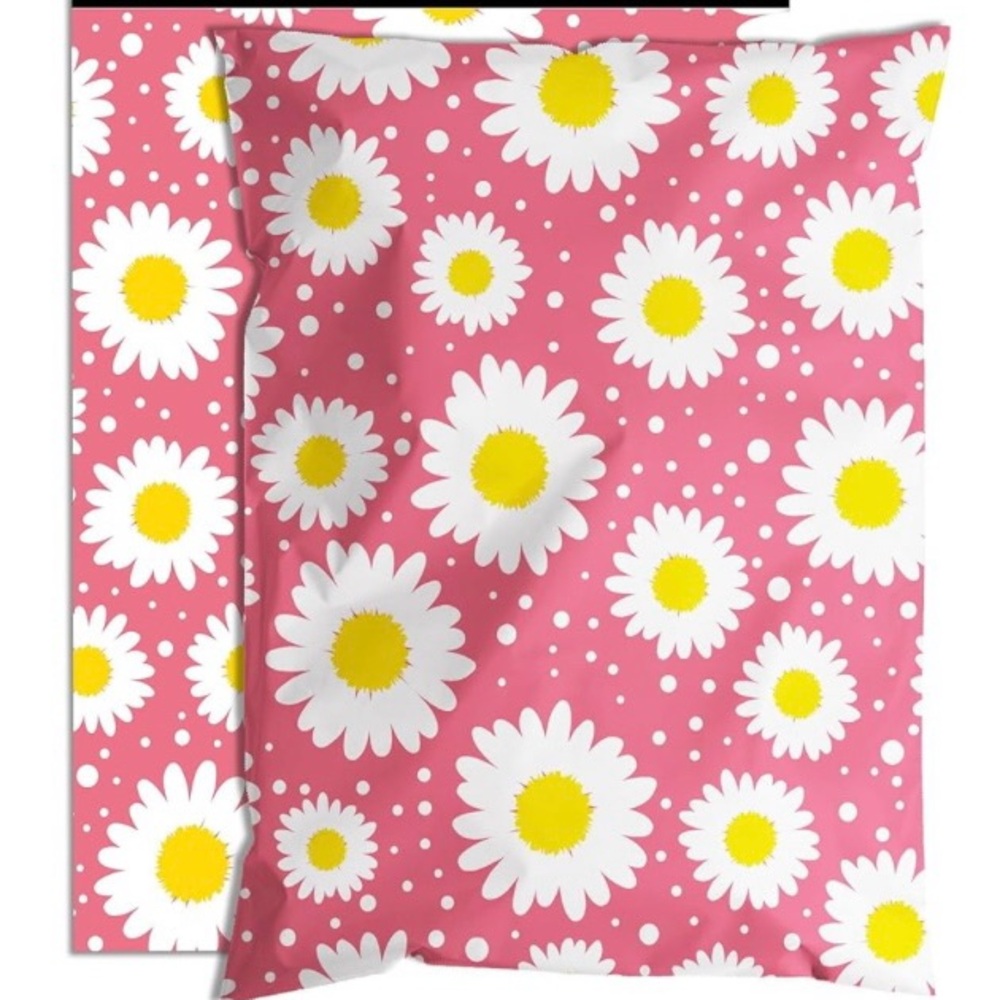 Pink Daisy Print Polymailers 6x 9 (25)